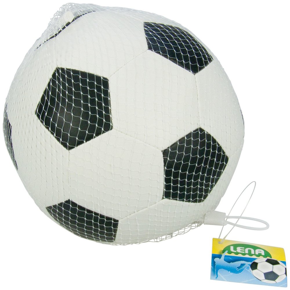 Lena 62178 Soft Fuball aus Schaumstoff, weicher Ball ca. 18 cm, Spielball fr Kinder ab 1 Jahr, Softball Zum Spielen und Baden, elastischer und strapazierfhiger Schaumstoffball, Wei, Schwarz