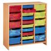 NATHAN 372474 Tall Unit with 20 Multicoloured Trays, Beech Effect Melamine, Multi Color view 1