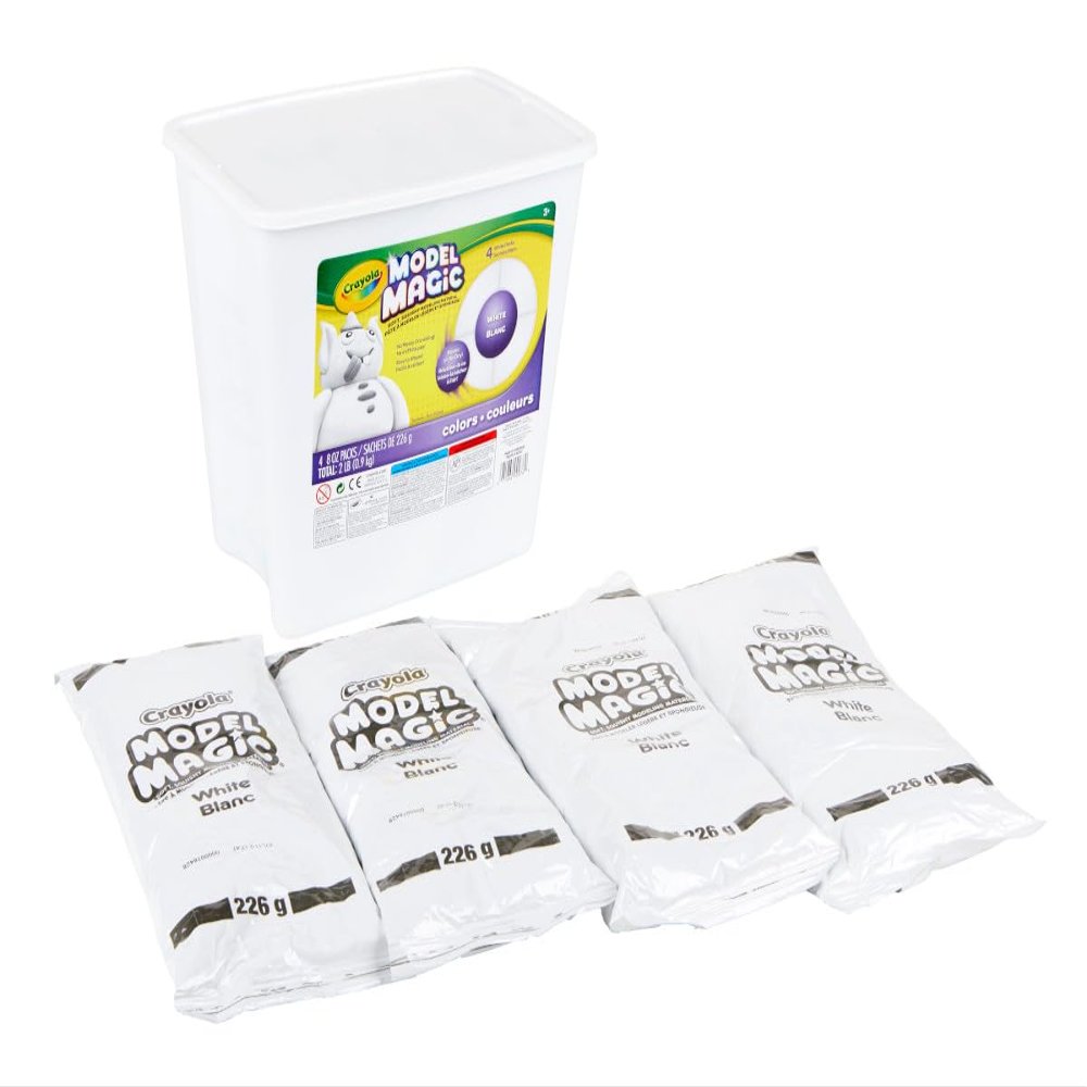 Crayola Model Magic White, 4-Pack (8 oz Each)  Air-Dry Modeling Clay Alternative for Kids, Christmas Gifts for Grandkids & Toddlers, Reusable Sculpting Material