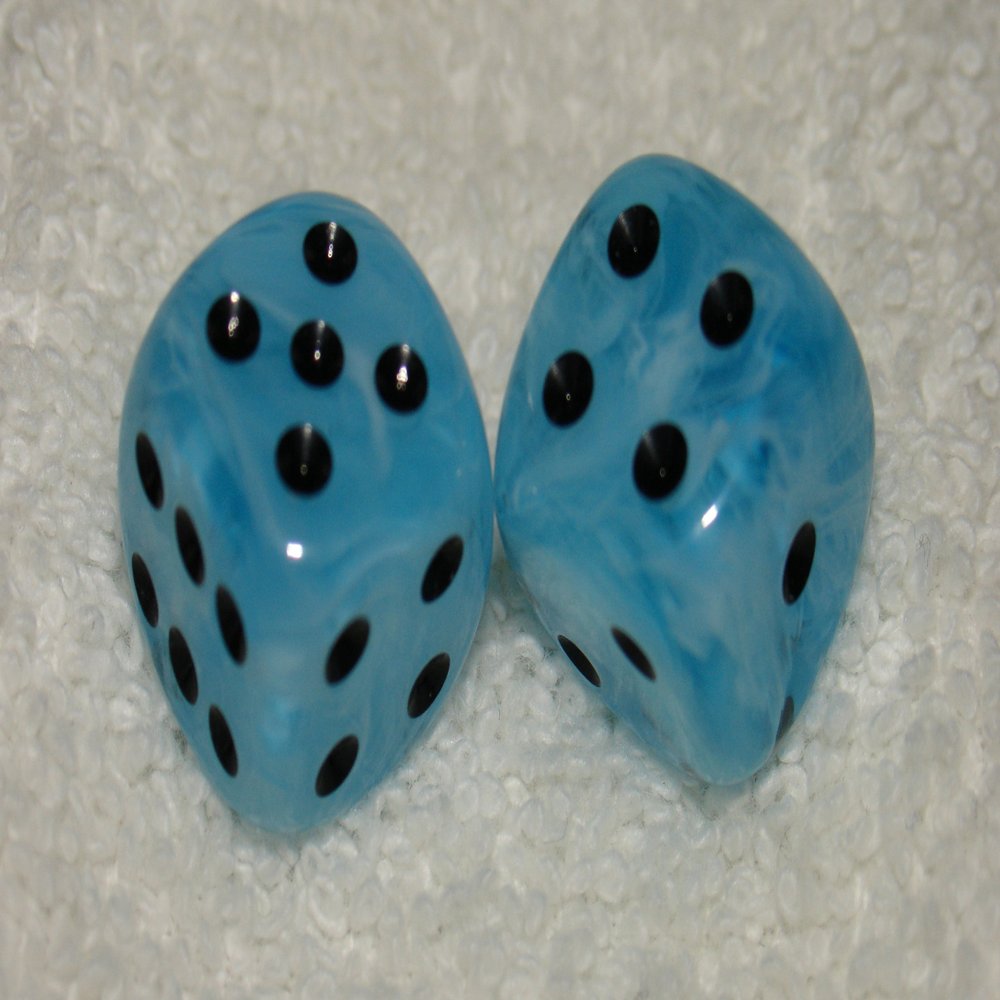Aqua Marbled Dice Pair