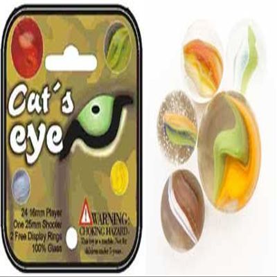 Mega Marbles - Cat's Eye TRI-Color Marbles NET (1 Shooter Marble & 24 Player Marbles)