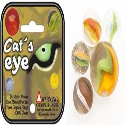 Mega Marbles - Cat's Eye TRI-Color Marbles NET (1 Shooter Marble & 24 Player Marbles)