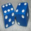 1" Huge Blue Opaque Dice Pair view 1