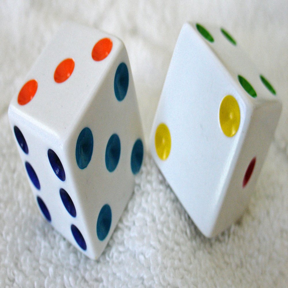 1" Huge Multi Colored Dots Opaque Dice Pair