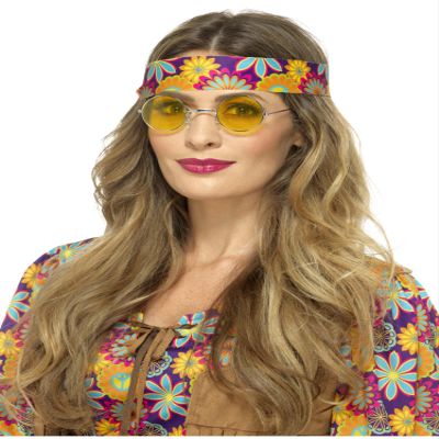 Smiffys 43061 Hippie Specs, Yellow, One Size