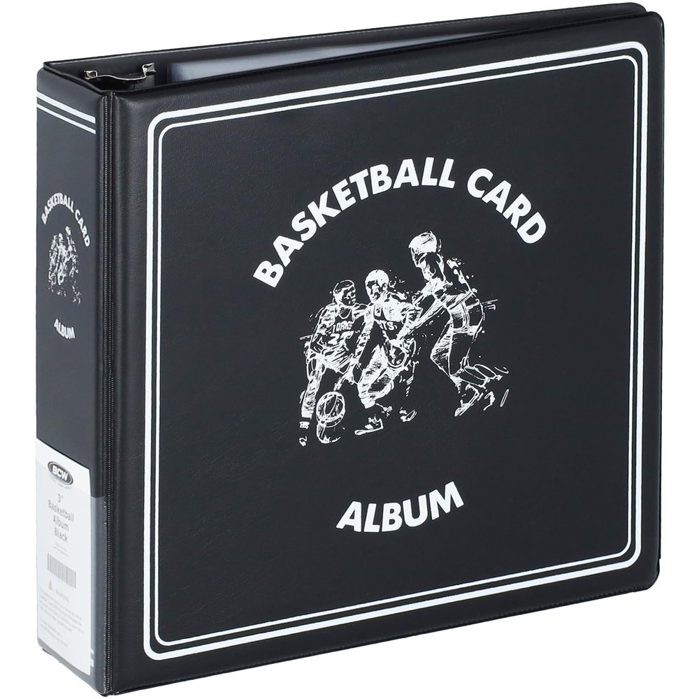 BCW 3-Inch Basketball Album - Black | Durable Binder for 90 Protective Pages, Heavy-Duty D-Ring | Ideal for Basketball Card Collectors, Storage, and Protection