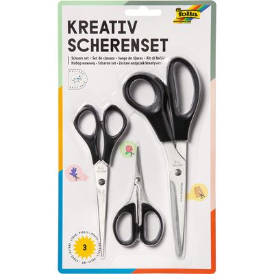 Folia Nice set of 3 black scissors, large, medium, filigree