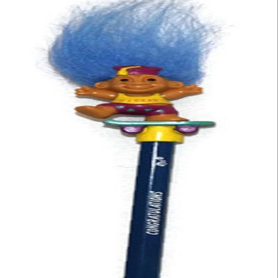 #1 Grad Congratulations Troll Pencil - Troll 1 1/2" - Standard Size Pencil Good Luck Lucky Troll Birthday
