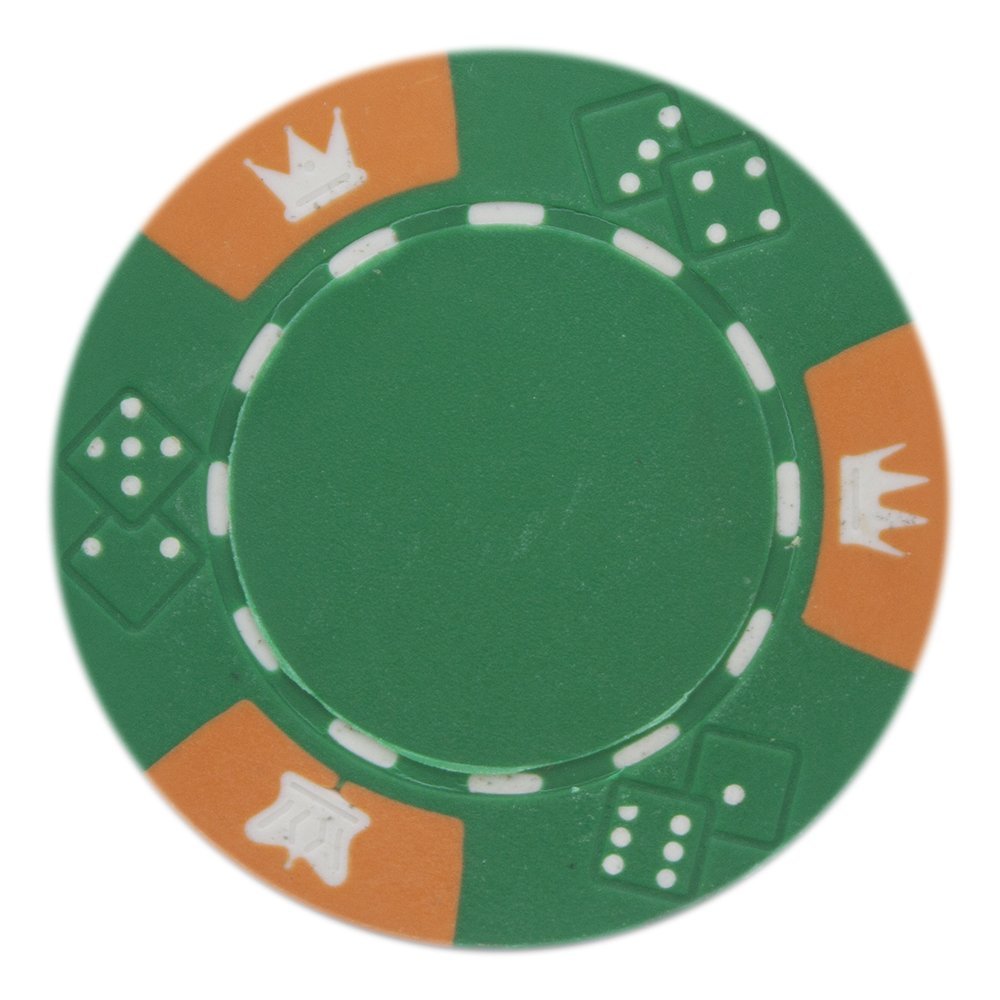 Brybelly Crown & Dice Poker Chip Heavyweight 14-Gram Clay Composite Pack of 50 (Green)