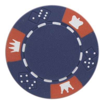 Brybelly Crown & Dice Poker Chip Heavyweight 14-gram Clay Composite Pack of 50 (Blue)
