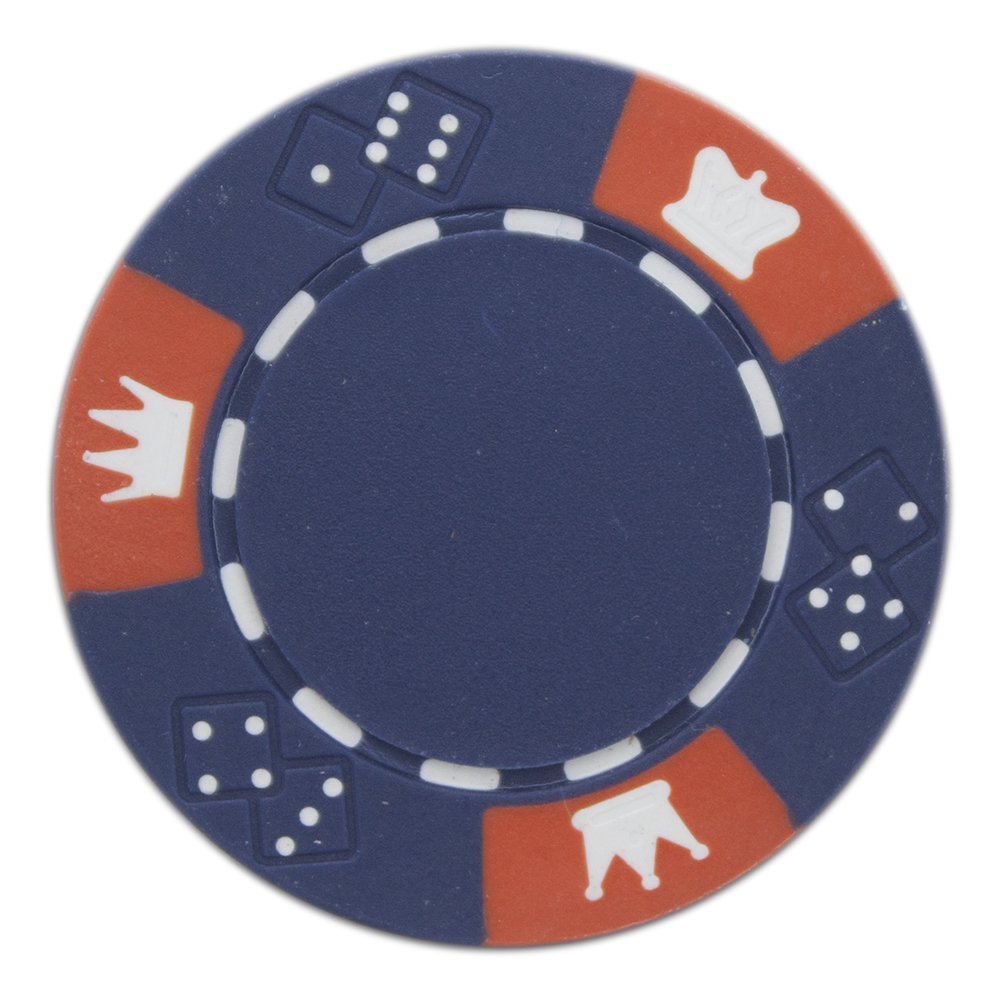 Brybelly Crown & Dice Poker Chip Heavyweight 14-gram Clay Composite Pack of 50 (Blue)