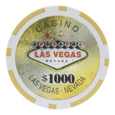 Brybelly Las Vegas Casino Poker Chip Heavyweight 14-gram Clay Composite Pack of 50 ($1000 Yellow)