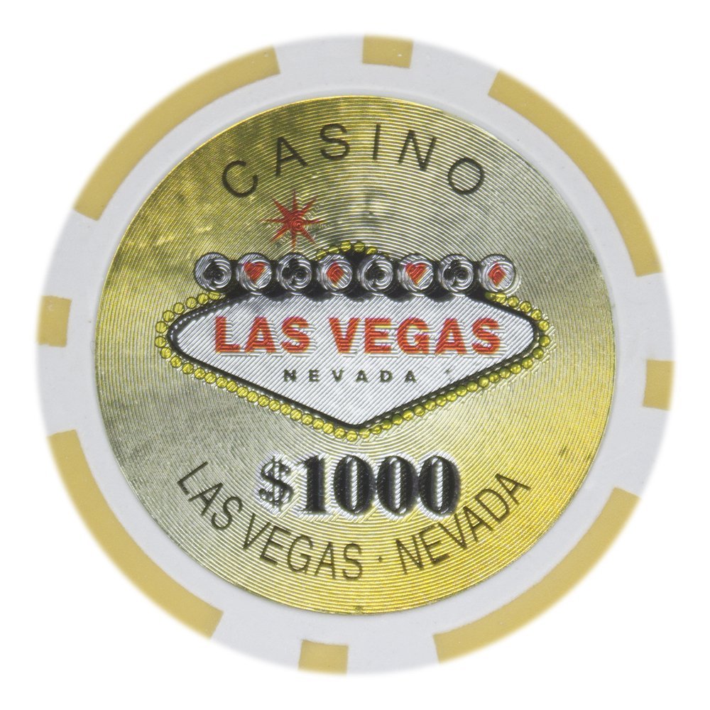 Brybelly Las Vegas Casino Poker Chip Heavyweight 14-gram Clay Composite Pack of 50 ($1000 Yellow)