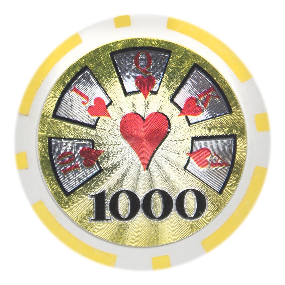 Brybelly Hi-Roller Poker Chip Heavyweight 14-gram Clay Composite  Pack of 50 ($1000 Yellow)