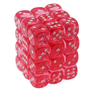 Dice Set 36d6 Translucent (12mm) 23814 Pink / White
