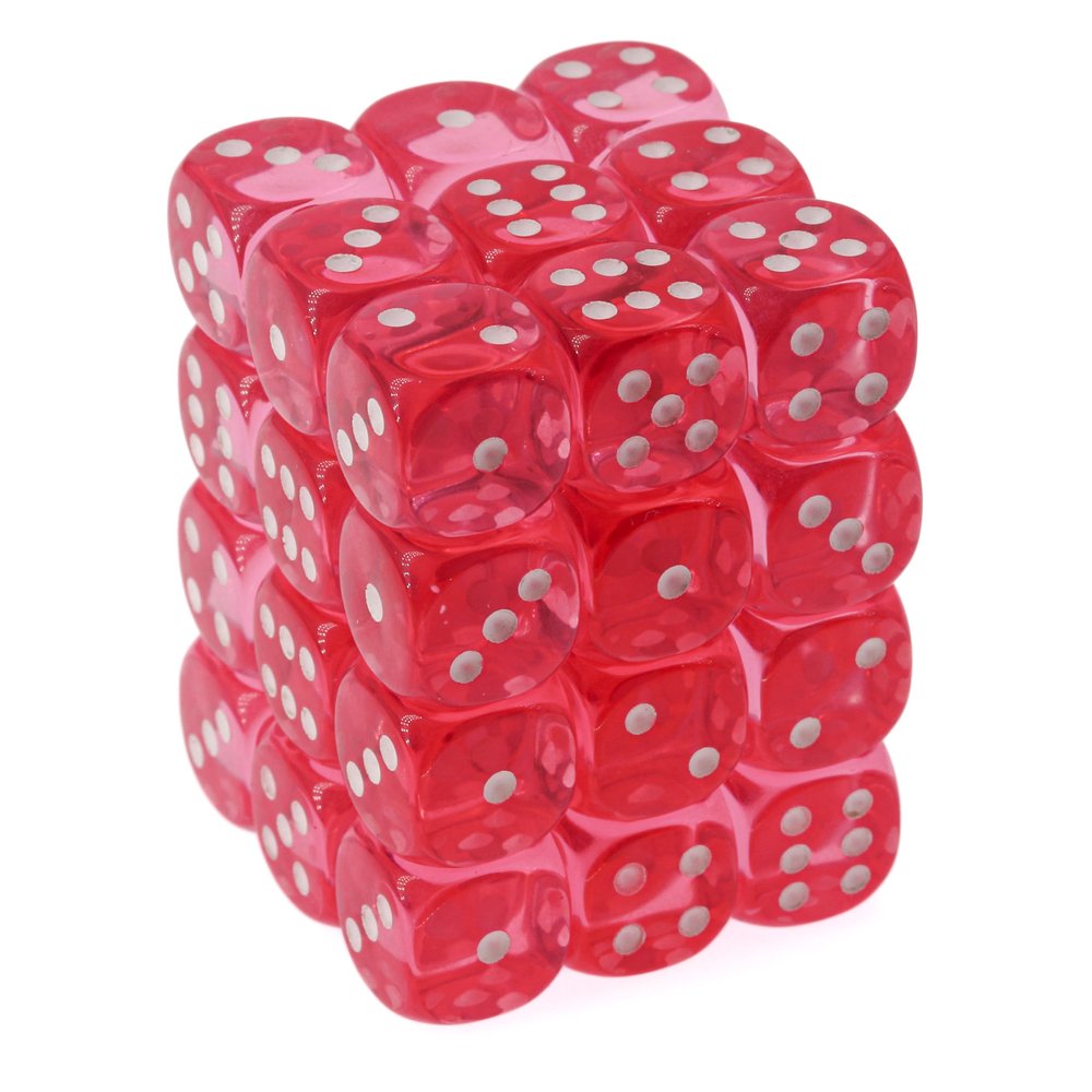 Dice Set 36d6 Translucent (12mm) 23814 Pink / White