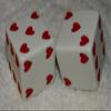 1" Huge White With Red Hearts Opaque Dice Pair view 1