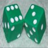 1" Huge Green Opaque Dice Pair view 1