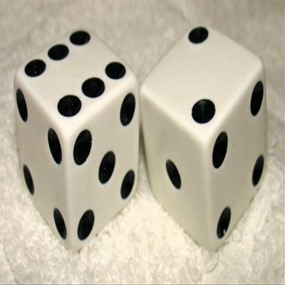 1" Huge White Opaque Dice Pair