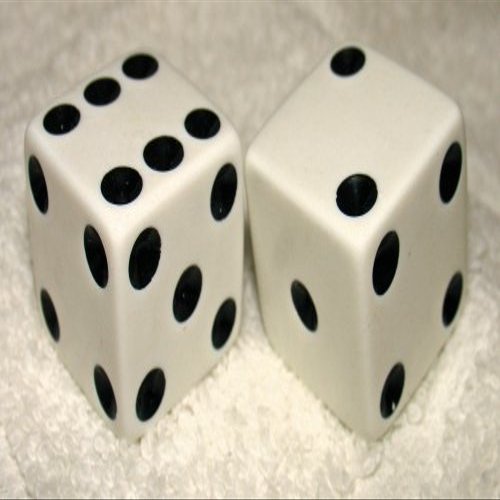 1" Huge White Opaque Dice Pair