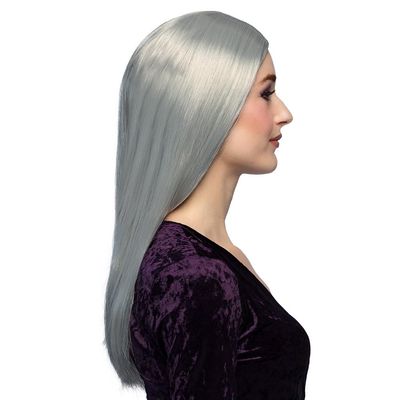 Boland 86082 Halloween Long Straight Silver Grey Witch Wig Fancy Dress Accessory