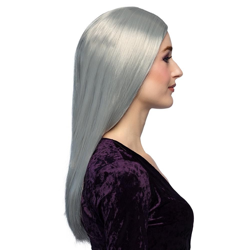 Boland 86082 Halloween Long Straight Silver Grey Witch Wig Fancy Dress Accessory
