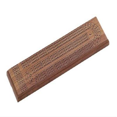 15" Wooden Walnut 3 Track Cribbage Game Board, Medium Brown