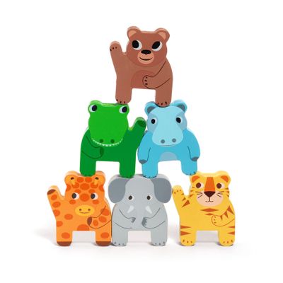DJECO Jungle Animals Wooden Train - Trainimo Jungle - Safe for Kids Toys, Cute Toddler Vehicle, Stackable Animals for Imagination, Active Play, Motor Skills - Perfect for Boys & Girls Ages 18+ Months