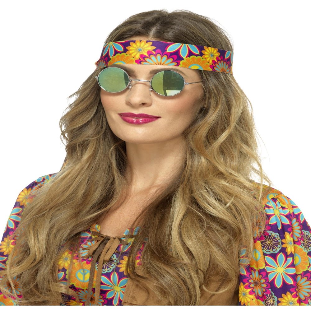 Smiffys 43064 Mirrored Hippie Specs, Green/Blue, One Size