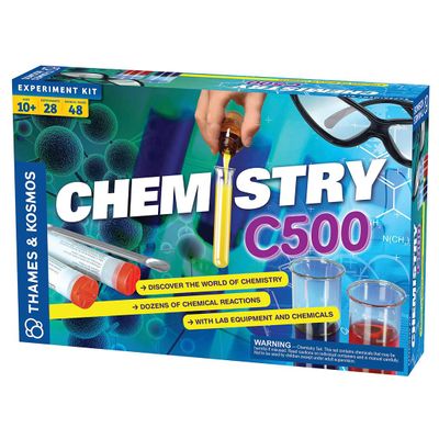 Thames & Kosmos Chemistry Chem C500 Science Kit with 28 Guided Experiments 48 Page Science Guide Parents Choice Silver Award Winner, 13.1" L x 2.6" W x 8.9" H