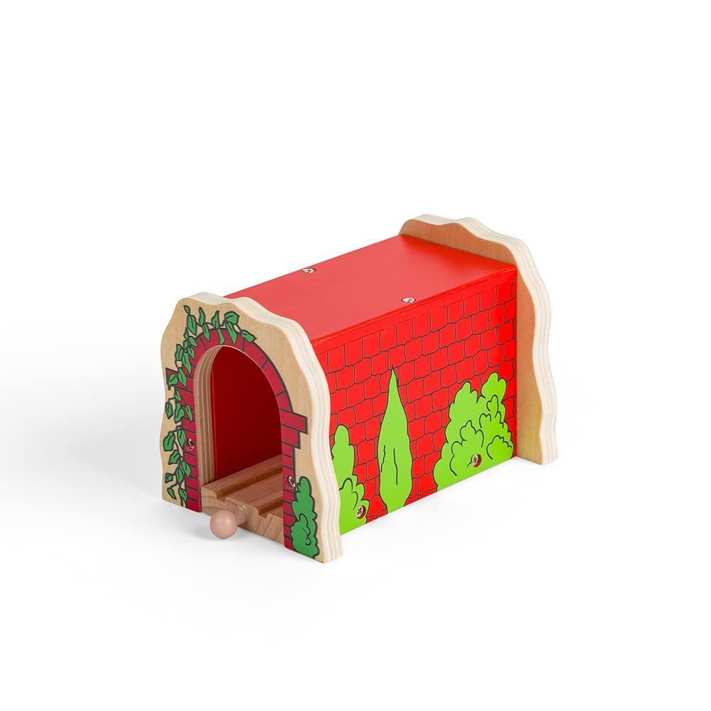 Bigjigs Rail Red Brick Train Tunnel | Model Accessories for Wooden Railway Track | Wood Toy Expansion for Steam Engine Fans | Ideal Gifts for 3+ Year Old Kids | Toddler Education Tool