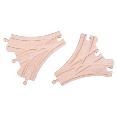 Bigjigs Rail Three Way Points (Pack of 2) - Other Major Wooden Rail Brands are Compatible