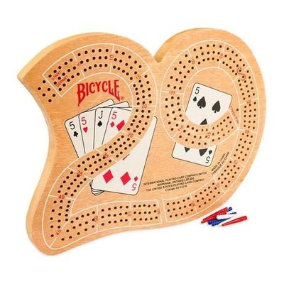 Bicycle Large 29 Wood Cribbage Board, Brown