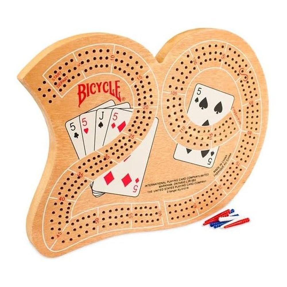 Bicycle Large 29 Wood Cribbage Board, Brown
