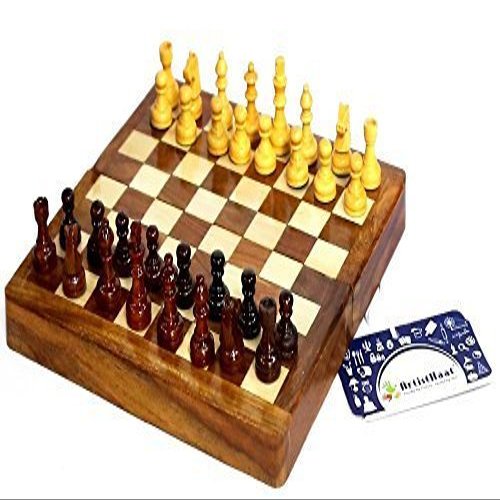 Exotic Hardwood 10 Inch Folding Magnetic Travel Chess Set