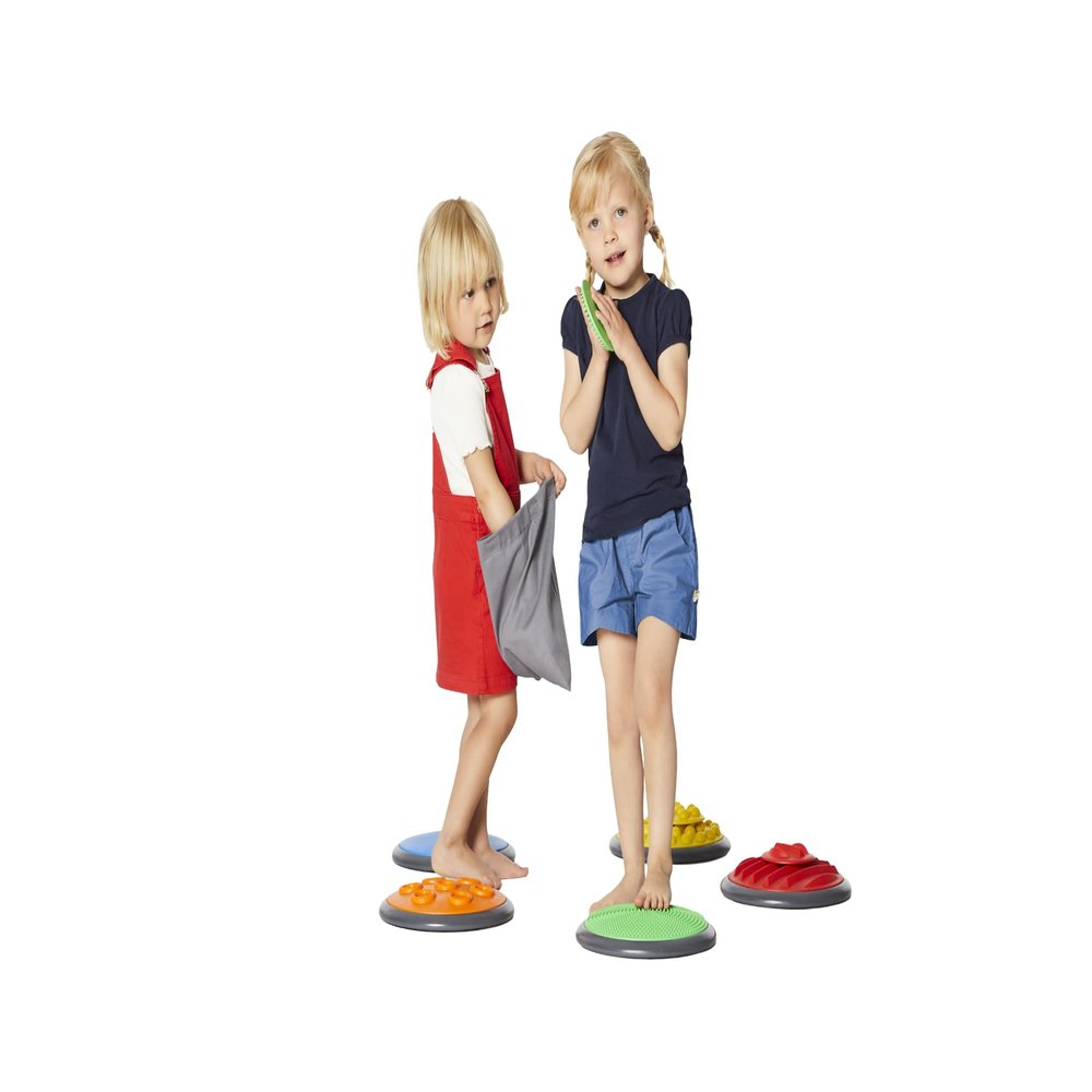 GONGE Tactile Sensory Discs - Starter Set - 10 Textured Stepping Discs, Sensory Exploration, Cognitive Development - Includes Blindfold - Ages 1+, Vibrant