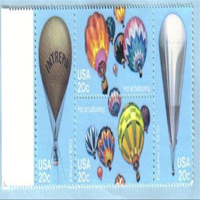 1982 BALLOONING #2035a Block of 4 x 20 cents US Postage Stamps