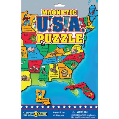 Create-A-Scene USA Puzzle Magnetic Playset Portable Mess-Free Magnet Activities Creative Fun Ages 3+