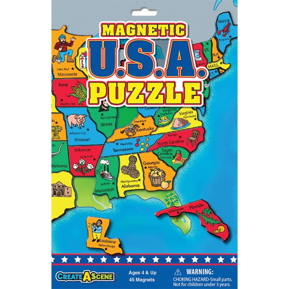 Create-A-Scene USA Puzzle Magnetic Playset Portable Mess-Free Magnet Activities Creative Fun Ages 3+