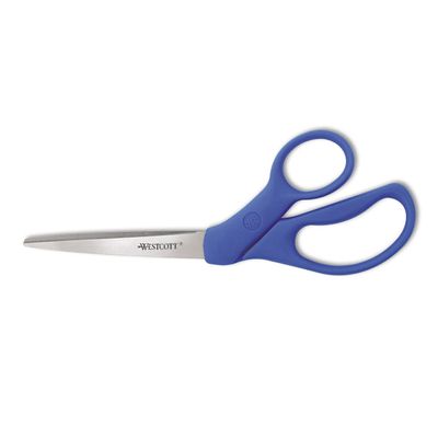 Westcott 43218 All Purpose Preferred Stainless Steel Scissors, 8" Bent, Blue