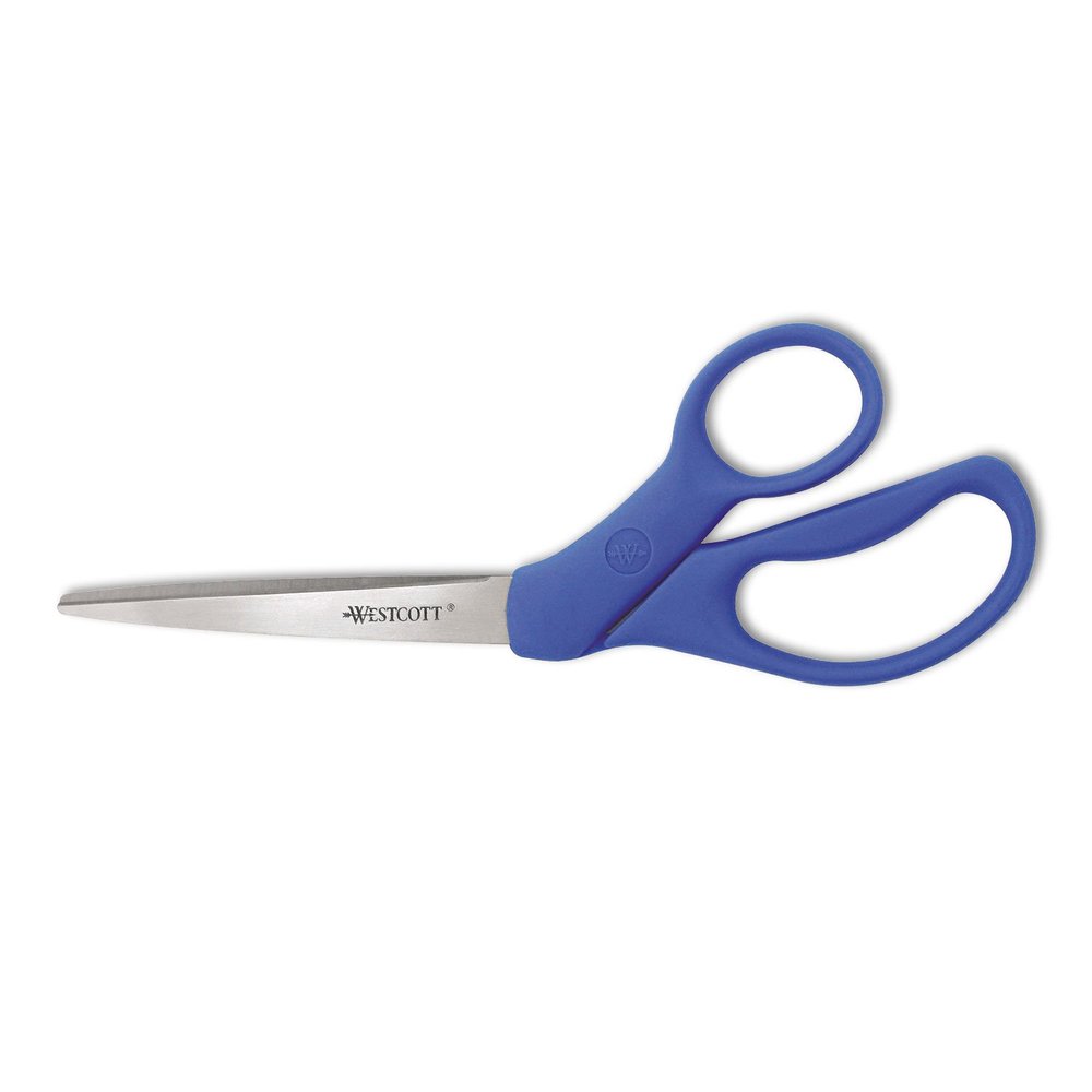 Westcott 43218 All Purpose Preferred Stainless Steel Scissors, 8" Bent, Blue