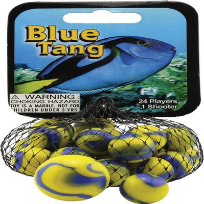 Glass Mega Marbles Tang Game Net Set (25 Piece), Blue