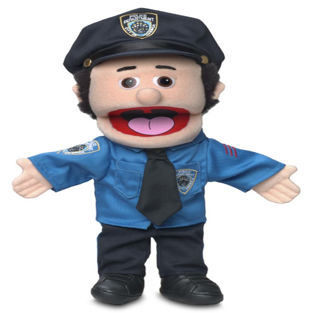 14" Policeman, Peach Male, Hand Puppet
