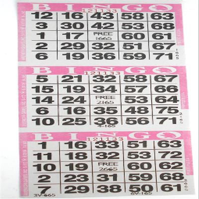 3 on Pink Bingo Paper Cards - 1000 sheets - 3000 cards