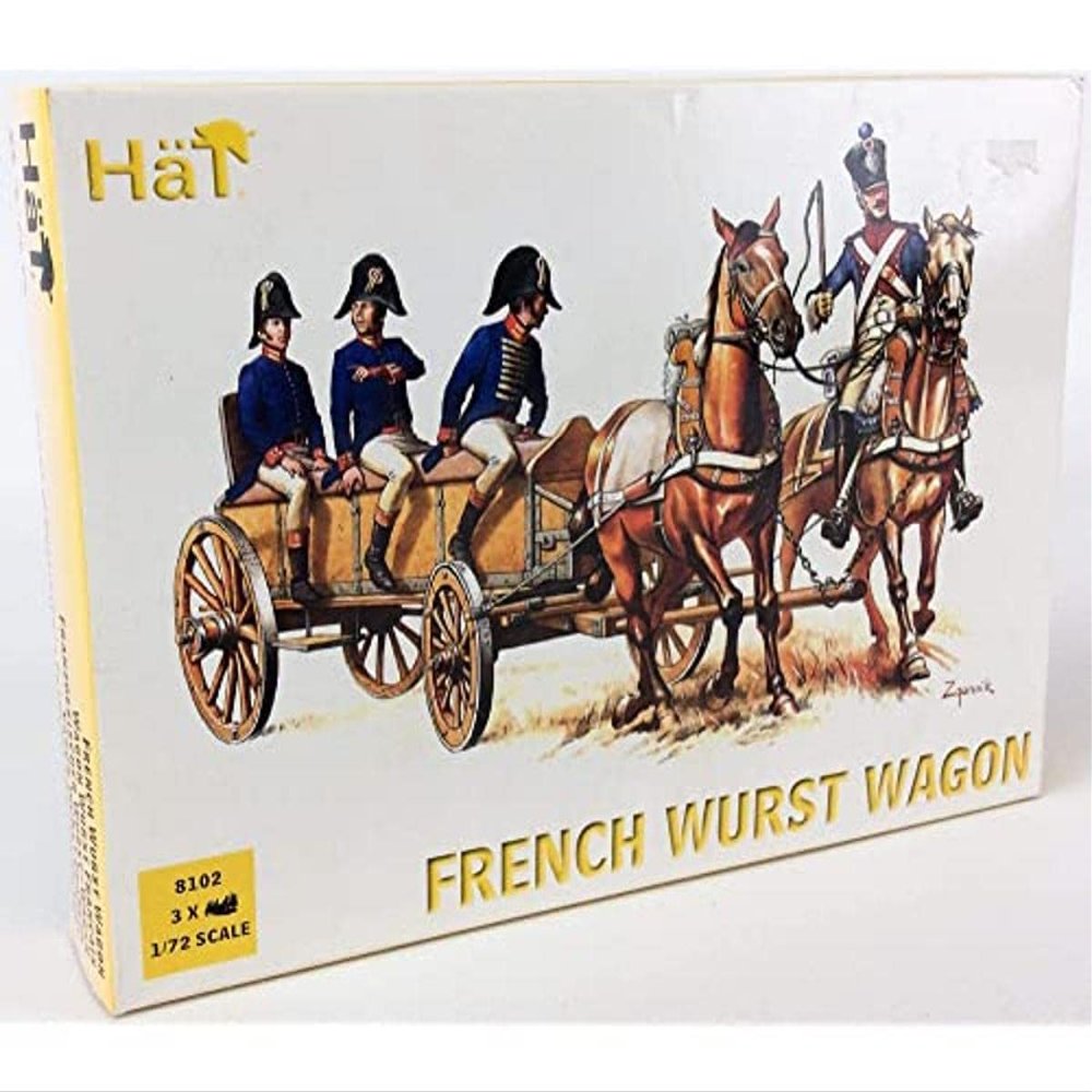 HAT INDUSTRIE HTI-8102 1/72 Napoleonic French Wurst Horse Drawn Wagon (w/4 Figures)