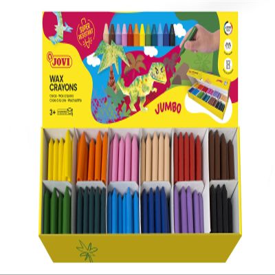 Jovi - Bulk Jumbo Crayon, Classroom pack with 300 Wax Crayons in 12 Colors, Non-Toxic, Super Resistant, Ideal for Small Hands, School Supplies for Teachers