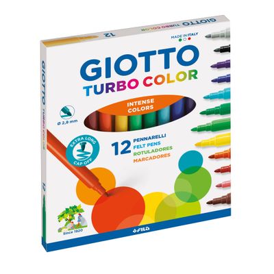GIOTTO Turbo Color Fibre Tip Pen, Multi-Colour, 12 Colours