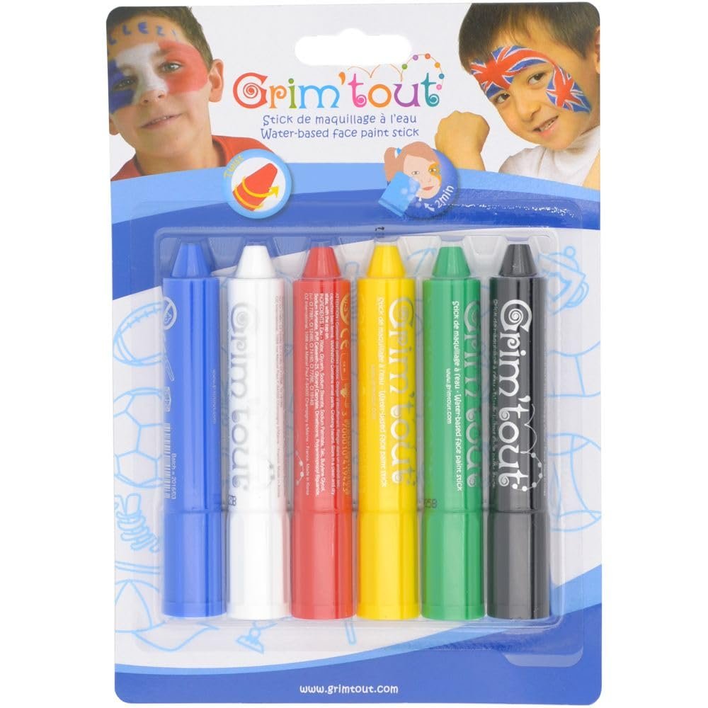 Grim'tout Face Painting Sticks (Red, Yellow, Green, Blue, White, Black)