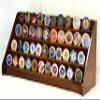 4 Rows 40 Challenge Coin Casino Chip Display Case Rack Holder Stand for Table Shelf Desk -Walnut view 1