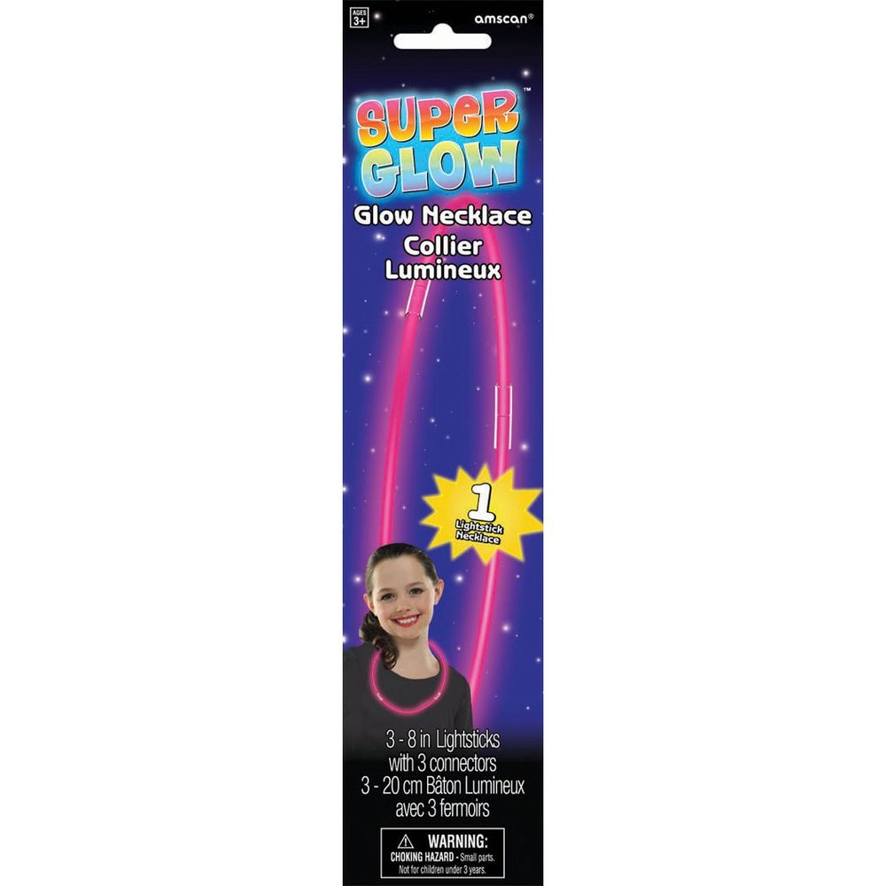 amscan Pink Glow Stick Necklaces 20.3cm